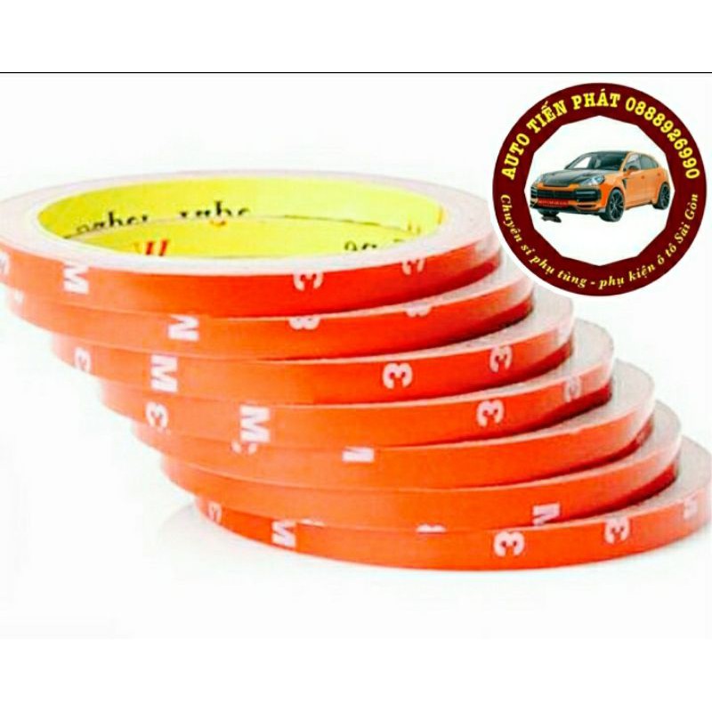Băng keo 2 mặt 3M  dán che nắng, thiết bị ô tô 8, 10mm