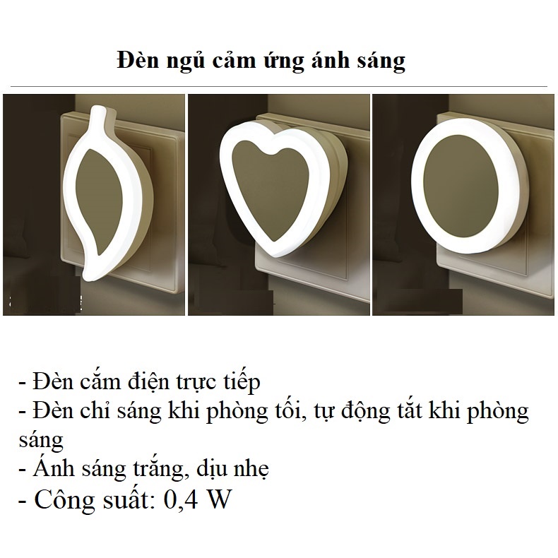 Đèn ngủ LED cảm biến ánh sáng tự động bật tắt dễ thương để phòng ngủ