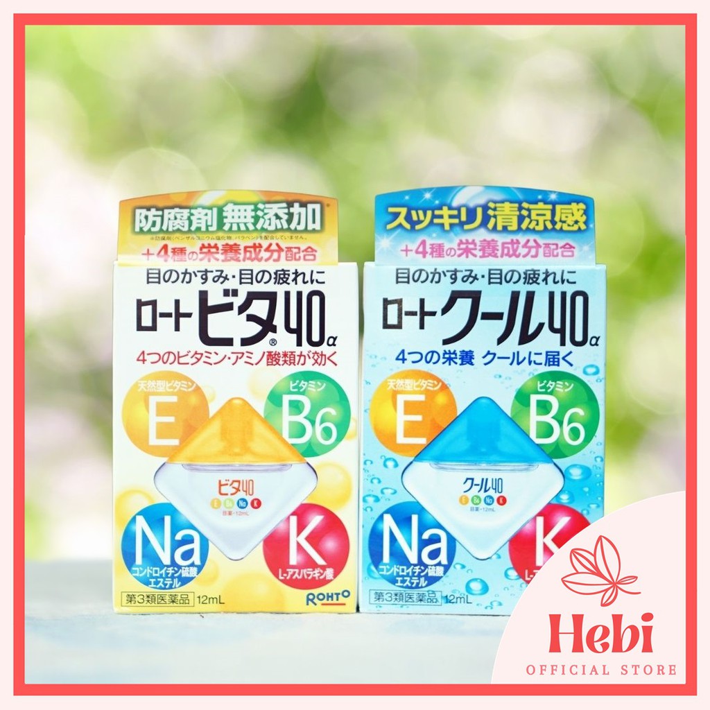 (Date 9/2023) Nước nhỏ mắt Rohto Vita 40 Nhật Bản 12ml - V rohto vitamin E, Na, K, B6 hebi_officialstore