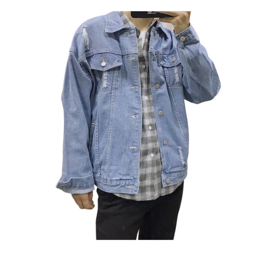 HCM Áo Khoác Jean Nam Dạng Rách Vai Siêu Hot mã: CT195