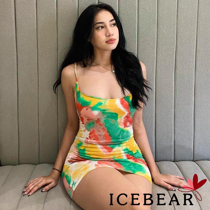 Đầm Body Nữ Không Tay Họa Tiết Màu Loang Quyến Rũ