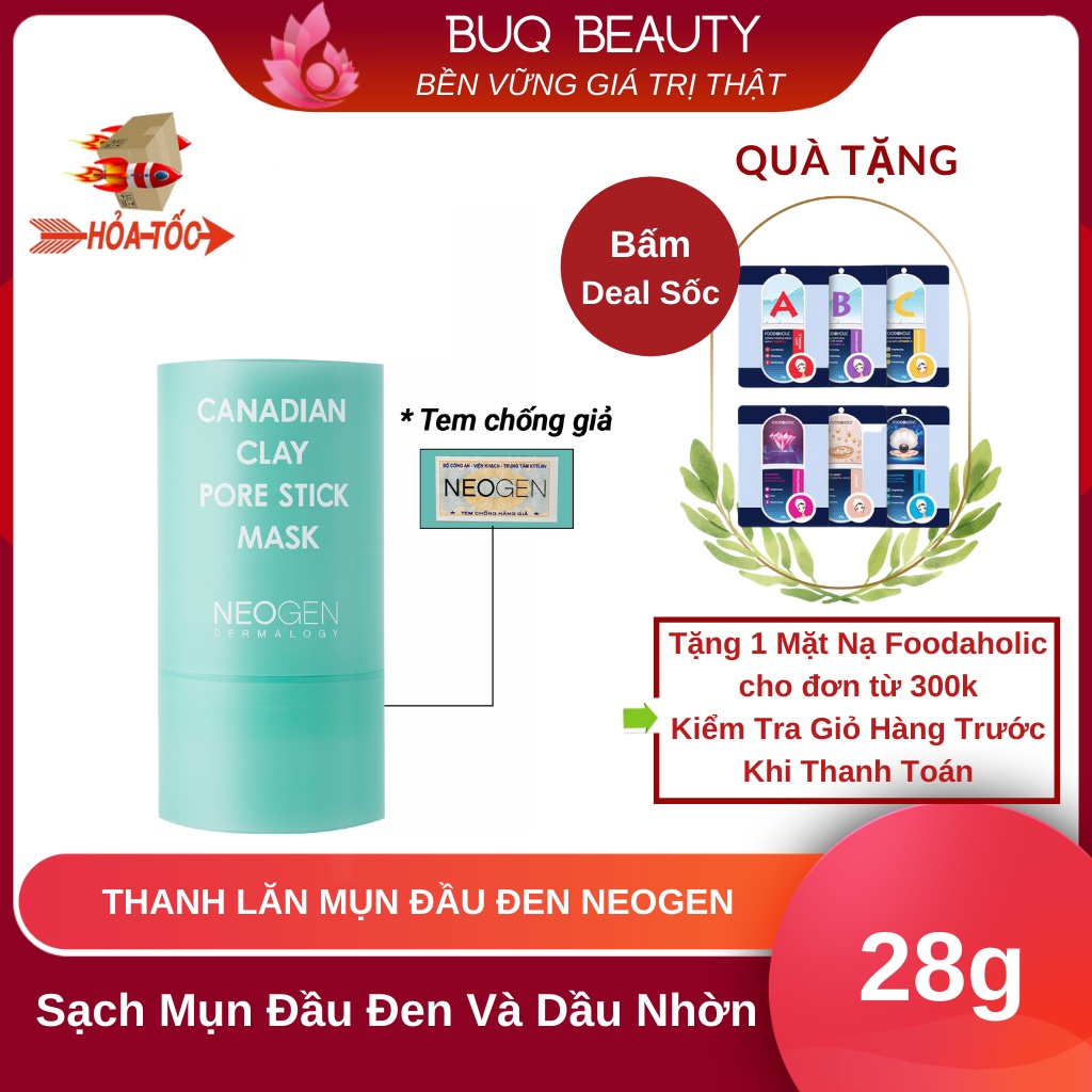 Thanh Lăn Giảm Mụn Đầu Đen Neogen Mặt Nạ Đất Sét Bùn Băng NEOGEN DERMALOGY CANADIAN CLAY PORE STICK 28G Chính Hãng