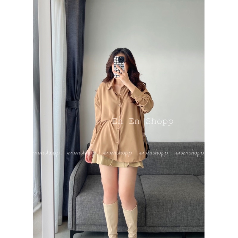 Áo sơmi lụa dài tay đuôi tôm, sơ mi nữ công sở A15