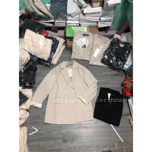 Áo blazer nữ hàng đẹp 2 Lớp màu be sữa đen (  sẵn ) Hàng quảng châu  Có đệm vai áo from chuẩn | BigBuy360 - bigbuy360.vn