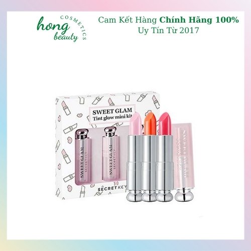 [ Chinh Hãng ] Set Son dưỡng 3 cây MINI Secret Key Sweet Glam Tint Glow