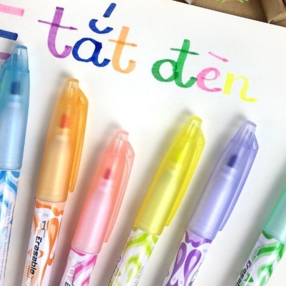 Set 6 bút highlight tròn Pastel B10 đa năng xóa được Taro Stationery