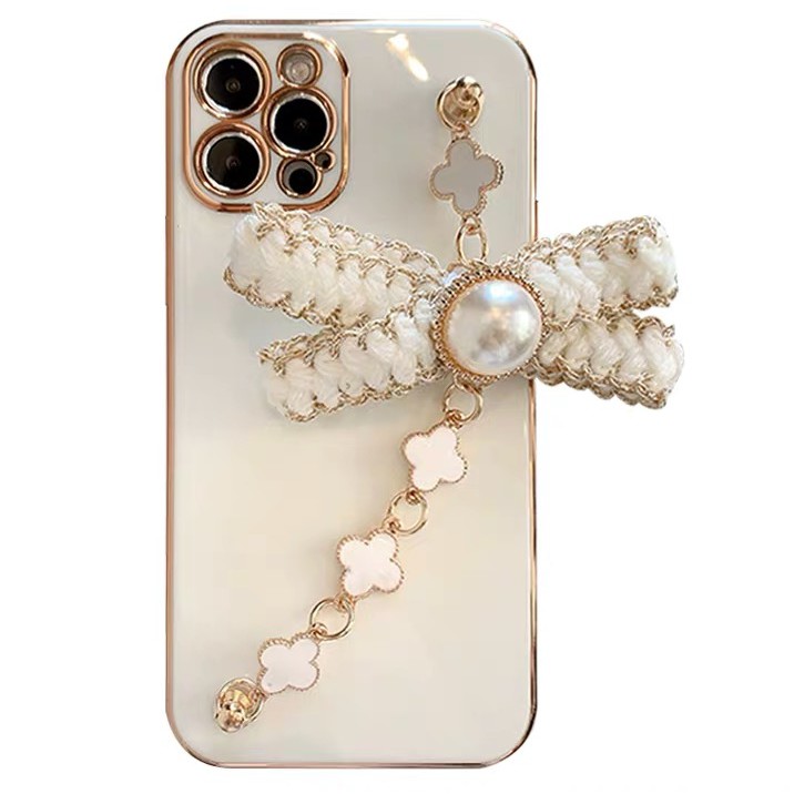 Ốp Điện Thoại Phối Dây Xích Chống Rơi Đính Nơ Cho iphone 7 8 plus 11 11 pro11 promax
