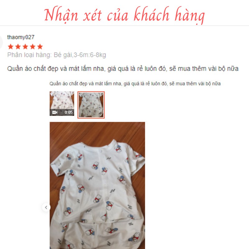 Bộ quần áo sơ sinh📌Avarlen📌 bộ cộc tay thun lạnh cho bé Size 4-16kg