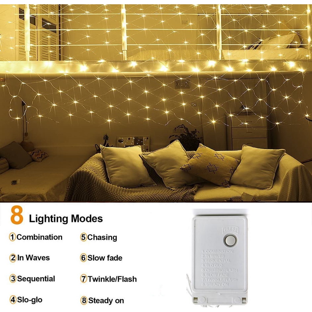 welpur  Dây đèn LED WELPUR 100 bóng AC220V 1.5x1.5m/ 3x2m chống thấm nước trang trí giáng sinh