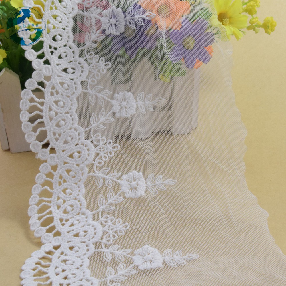 13,5cm rộng cotton thêu ren cạnh ren vải guipure diy trims mini váy ren ruy băng may mặc Phụ kiện 3807