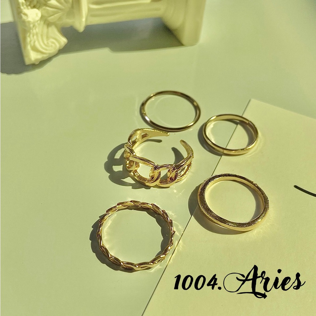 Set nhẫn nữ 5 chiếc cá tính phong cách hàn -1004 ARIES