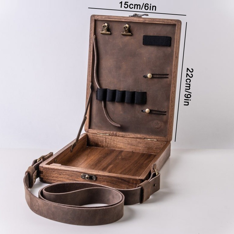 Seng Hộp Gỗ Đựng Cọ Vẽ Kiểu Retro Ốp