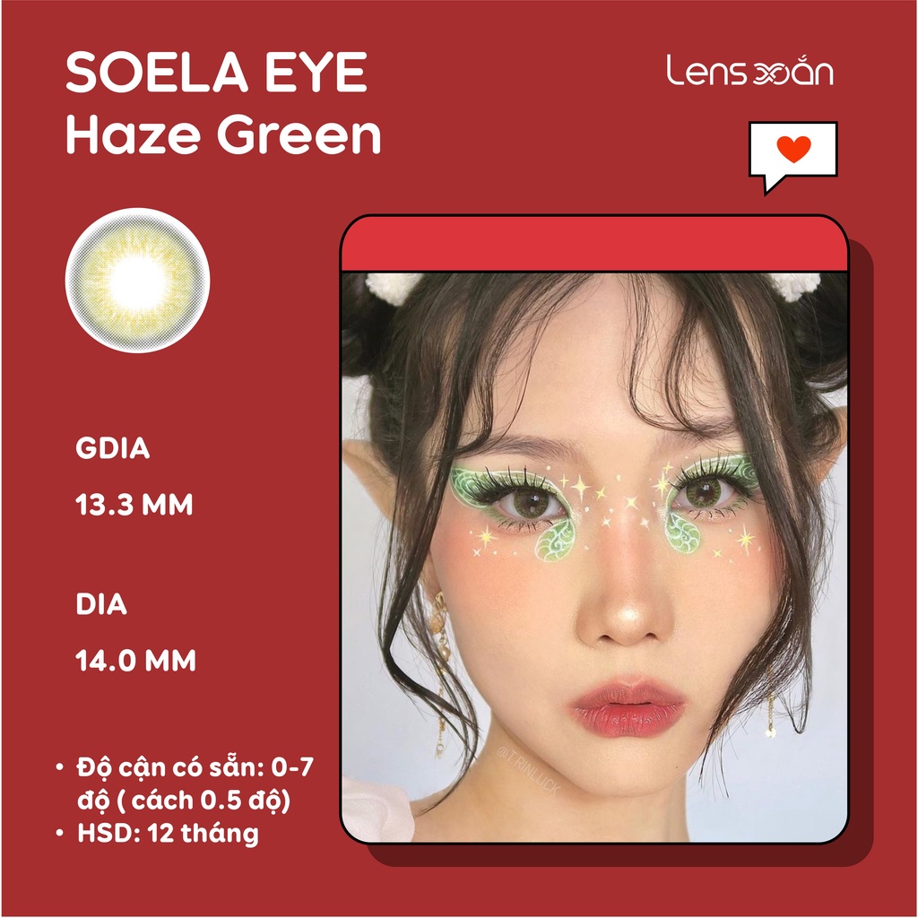 KÍNH ÁP TRÒNG SOELA EYE HAZE GREEN CỦA ISHA : Lens xanh khói tự nhiên  | Lens Xoắn (GIÁ 1 CHIẾC, ĐỌC LƯU Ý KHI ĐẶT)