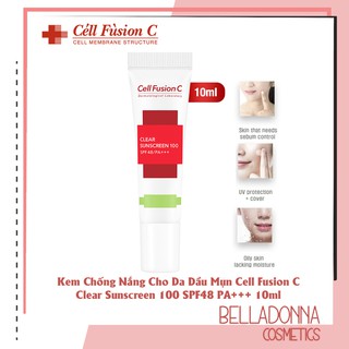 [Mini size] Kem Chống Nắng Cho Da Dầu Mụn Cell Fusion C Clear Sunscreen 100 SPF48 PA+++ 10ml