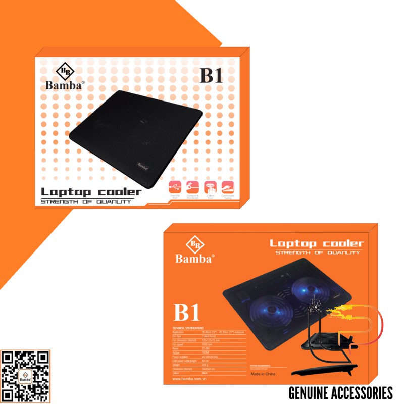 ĐẾ TẢN NHIỆT LAPTOP BAMBA B1 (2 QUẠT) - QUẠT LÀM MÁT LAPTOP BAMBA B1 (2 QUẠT)