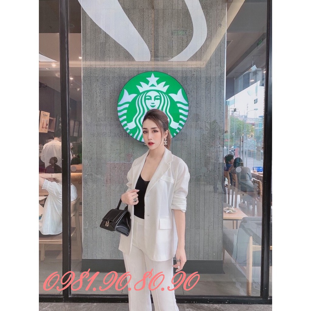 Áo khoác blazer dáng suông 2 khuy kèm túi nắp cực xinh