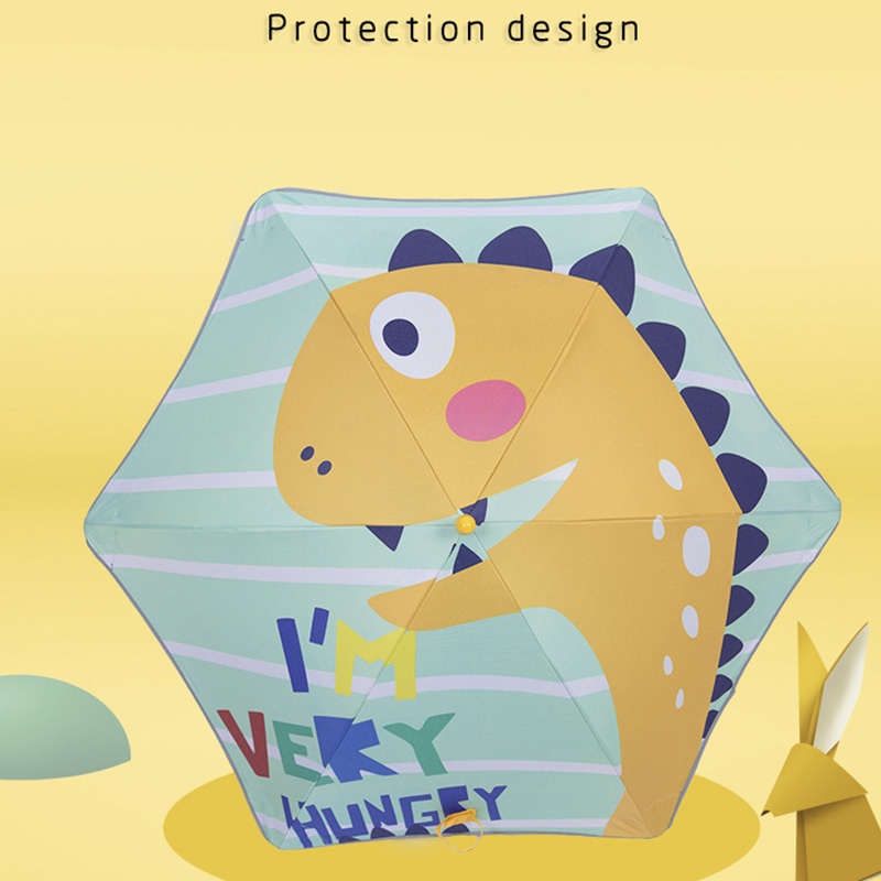 Dù Che Mưa Nắng Tay Cầm Dài Bằng Nhựa Màu Đen Họa Tiết Hoạt Hình Sáng Tạo Cho Trẻ Em