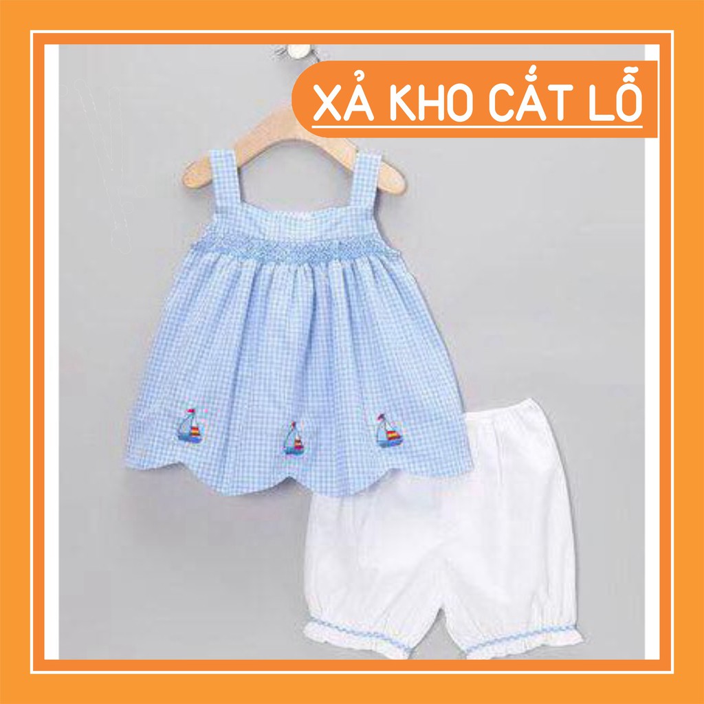 Quần áo sale sốc- Thời trang bé gái- bộ quần áo 2 dây logo con bướm lạ mắt cho bé gái- nguyên bộ chất kate cotton, vải m