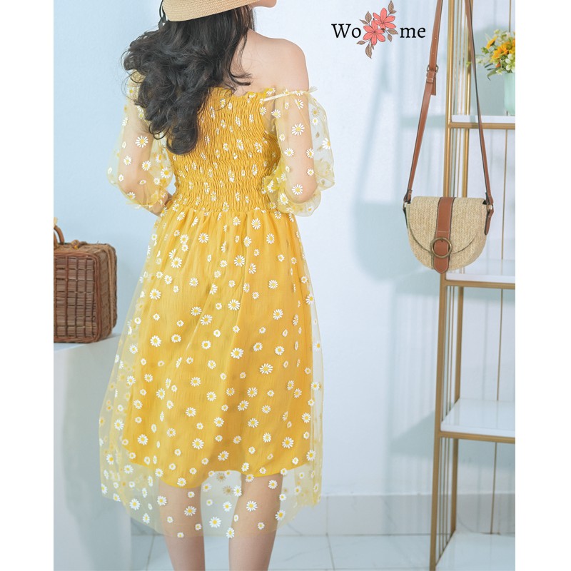 Váy hoa cúc nhí nhún ngực phối ren dáng xòe đi dự tiệc, đi chơi hàng cao cấp VHC | BigBuy360 - bigbuy360.vn