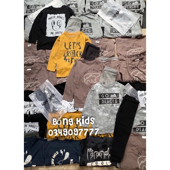 Bộ Thu Bé Trai Cotton Minene(quần giao mẫu ngẫu nhiên)