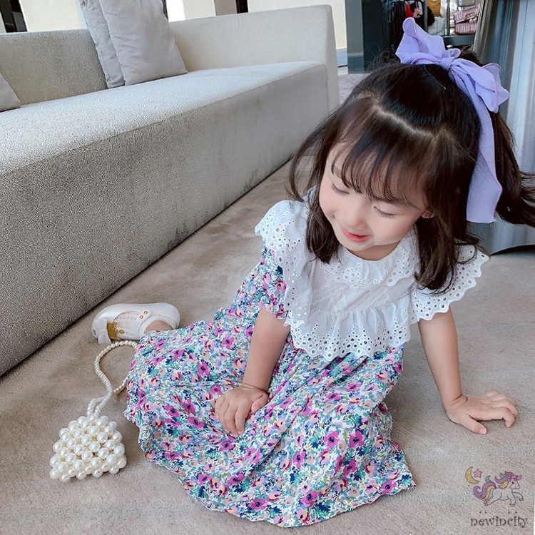 Đầm Bé Gái In Hoa Phong Cách Hàn Quốc