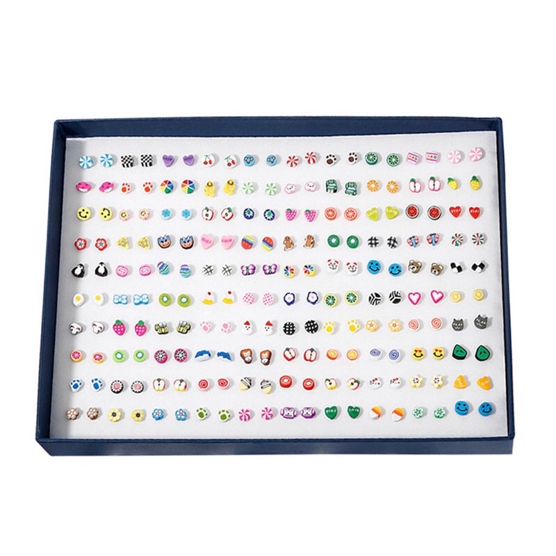 Combo 3 đôi hoa tai đất sét hình  hoa quả trái cây động vật đáng yêu cho bé gái