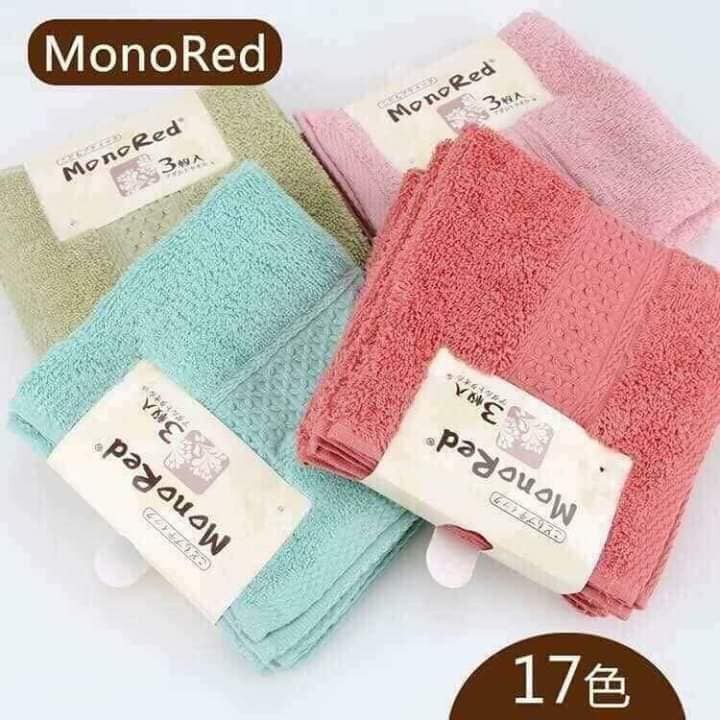 khăn mặt monored sét 3 cái chất liệu 100% cotton mềm mịn size 34*34cm giá sỉ