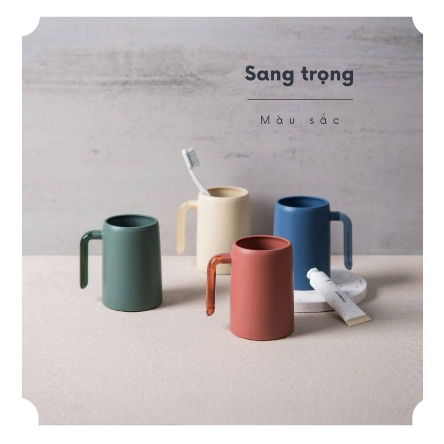 Cốc đánh răng súc miệng có quai FEEKA siêu cute, ly đánh răng đôi phòng tắm có quai nhựa cao cấp