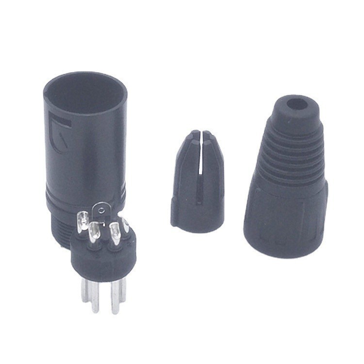 Jack canon xlr 4 chân đực vỏ nhôm đúc nguyên khối lỗ đuôi cao su