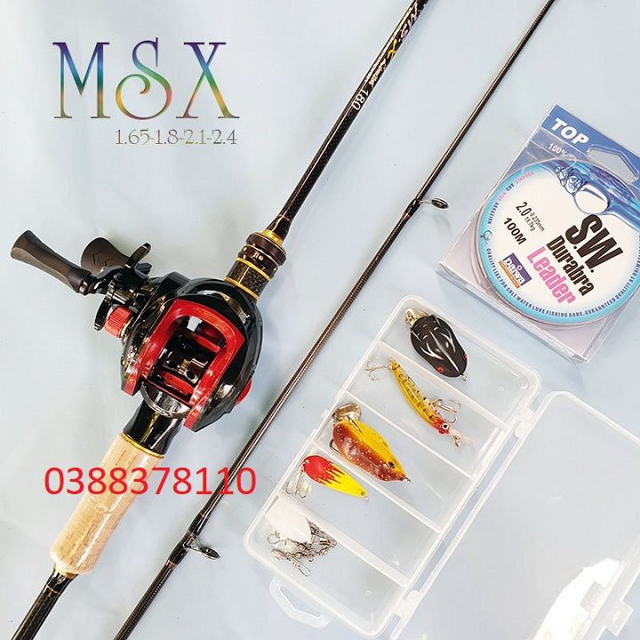 Bộ Cần Câu Lure Máy Ngang Cao Cấp MSX Tặng Kèm Dây Câu Lure Và Hộp Mồi BCM12-Ngang