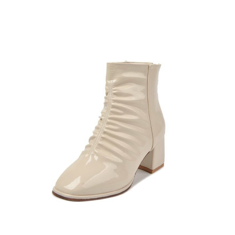 BOOT NỮ CỔ NHÚN DA BÓNG CHUN TRƯỚC GÓT TRỤ 5 PHÂN F11_666 | BigBuy360 - bigbuy360.vn