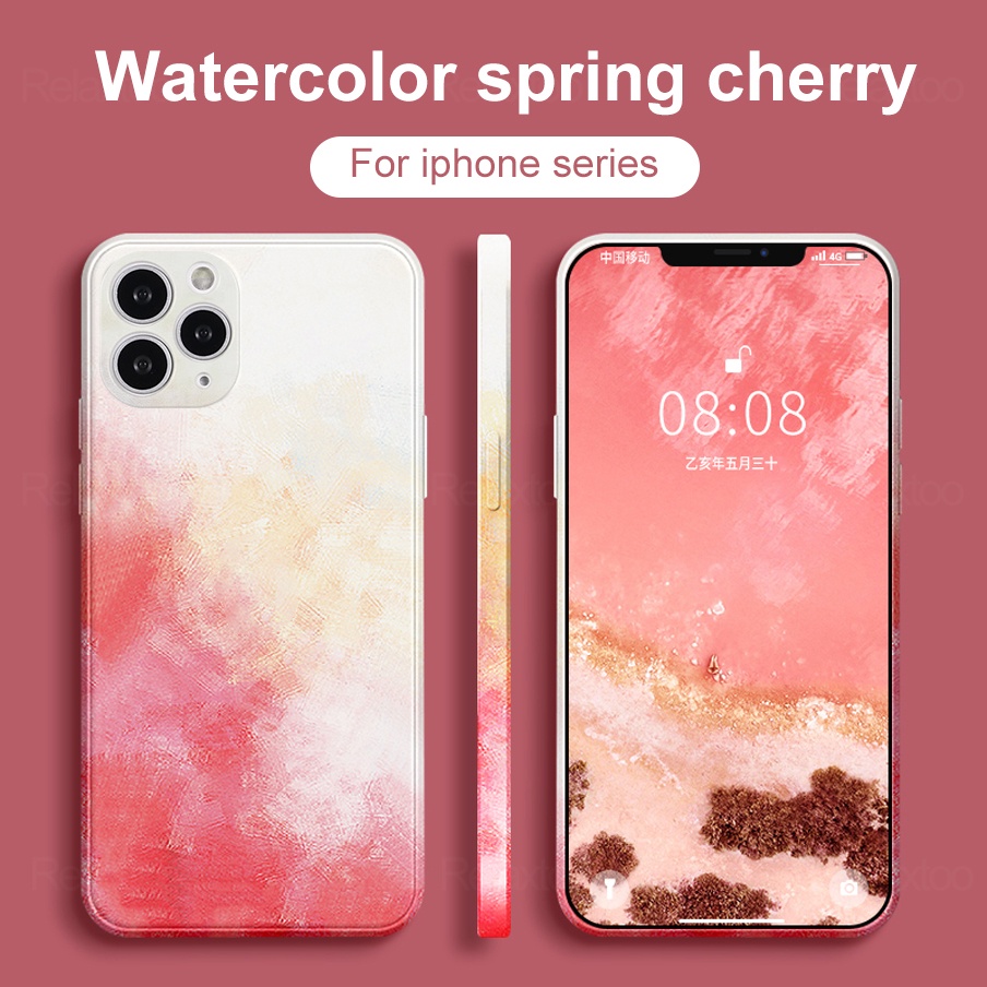 Ốp điện thoại silicon mềm họa tiết màu nước thích hợp cho iPhone 12 11 Pro Max 6 6S 7 8 Plus XR