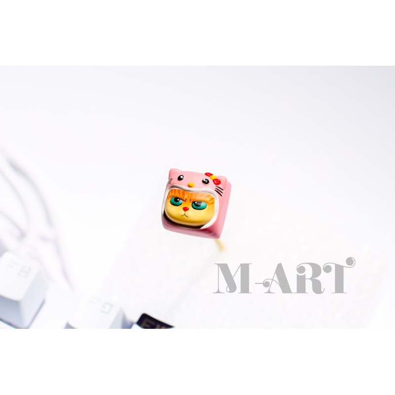 Nút bàn phím cơ mèo dễ thương và chiếc mũ Hello Kitty - Meowy artisan keycaps