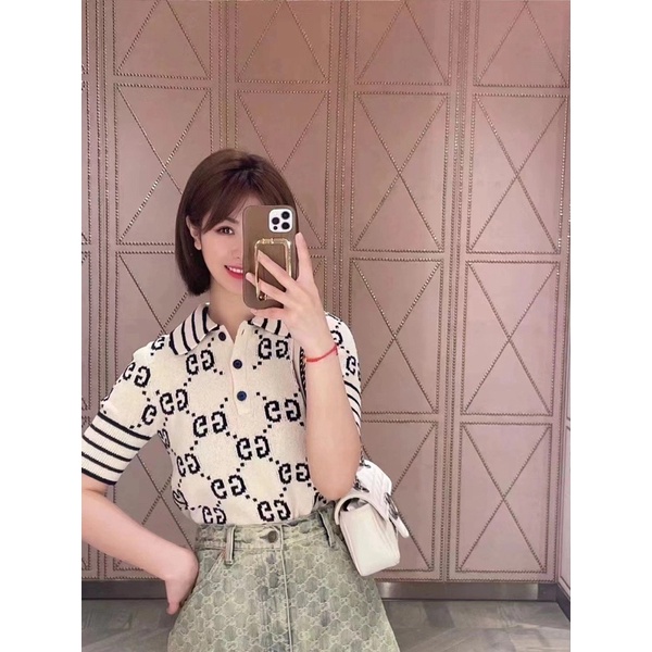 Áo len polo tay ngắn cho nữ thương hiệu Gucci GC cao cấp