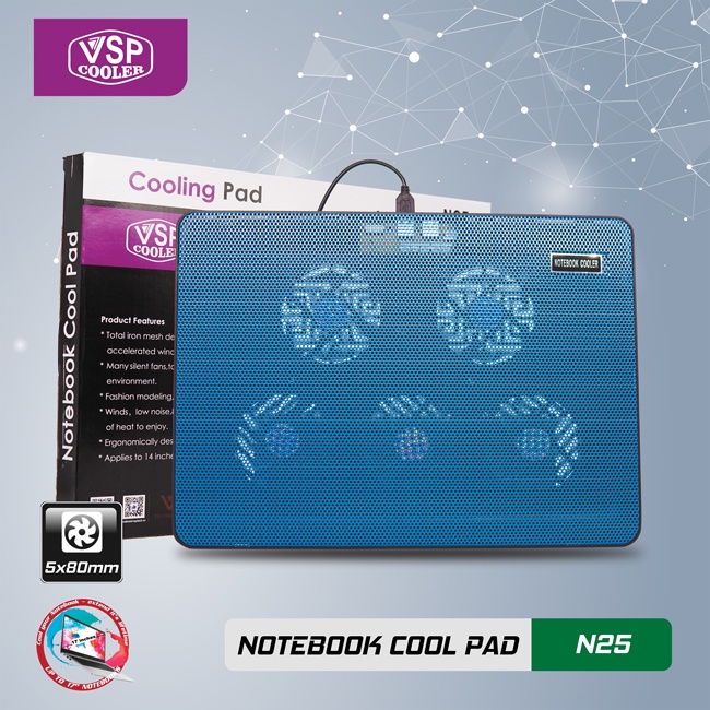 Đế tản nhiệt VSP Cooler N25 (5*Fan 8cm )