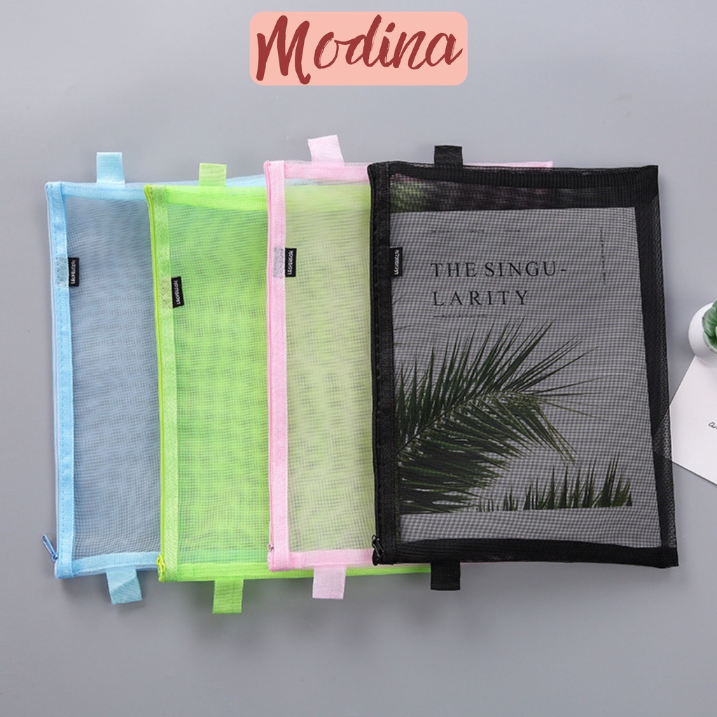 Hộp đựng bút dạng lưới MODINA, Túi bút lưới nhiều màu phong cách tối giản