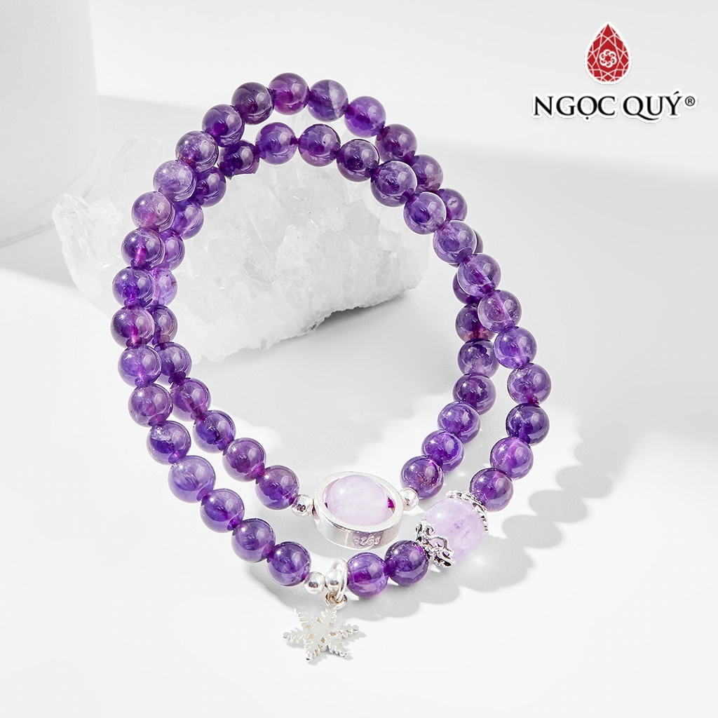 Vòng tay đôi TA tím charm ngôi sao - Ngọc Quý