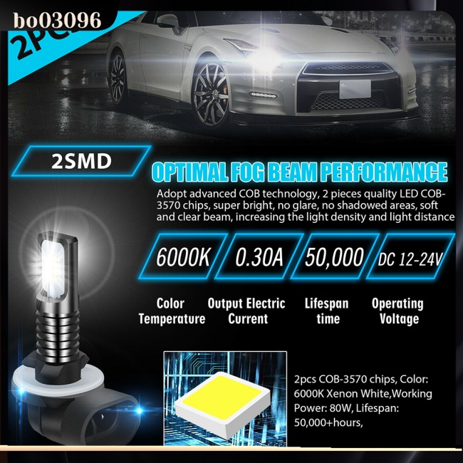 Bộ 2 Đèn Led 881 862 886 889 894 896 898 Xenon 6000k 4000lm Ip67 Chống Thấm Nước Chuyên Dụng Cho Xe Hơi