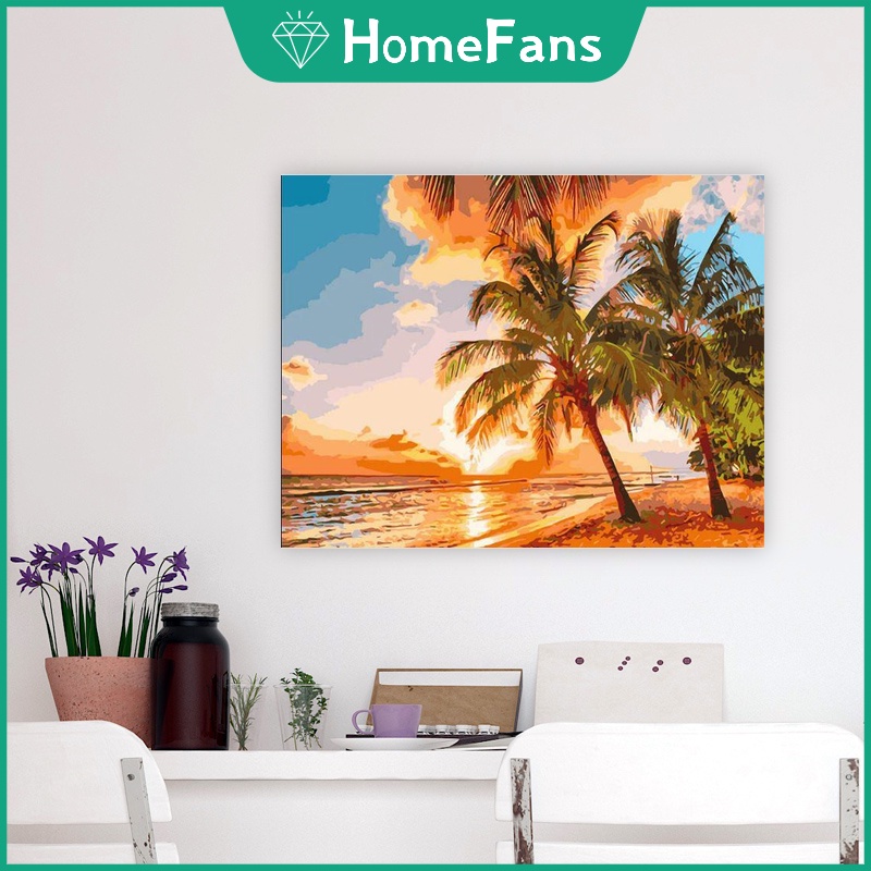 Bộ tranh sơn dầu 40*50cm tự làm họa tiết phong cảnh thiên nhiên dùng để trang trí tiện dụng