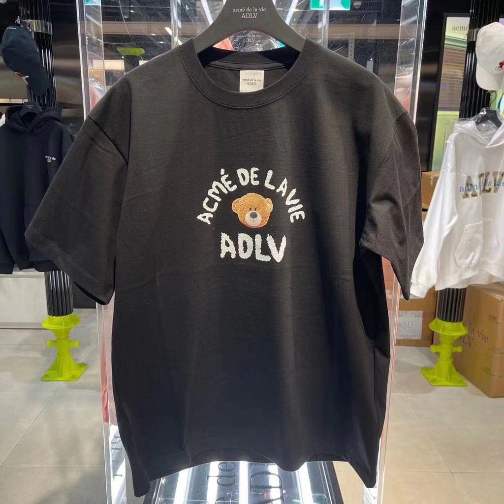 ADLV Áo Thun Ngắn Tay In Hoạt Hình Gấu Kiểu Hàn Quốc Thời Trang Cho Nam Nữ 54392