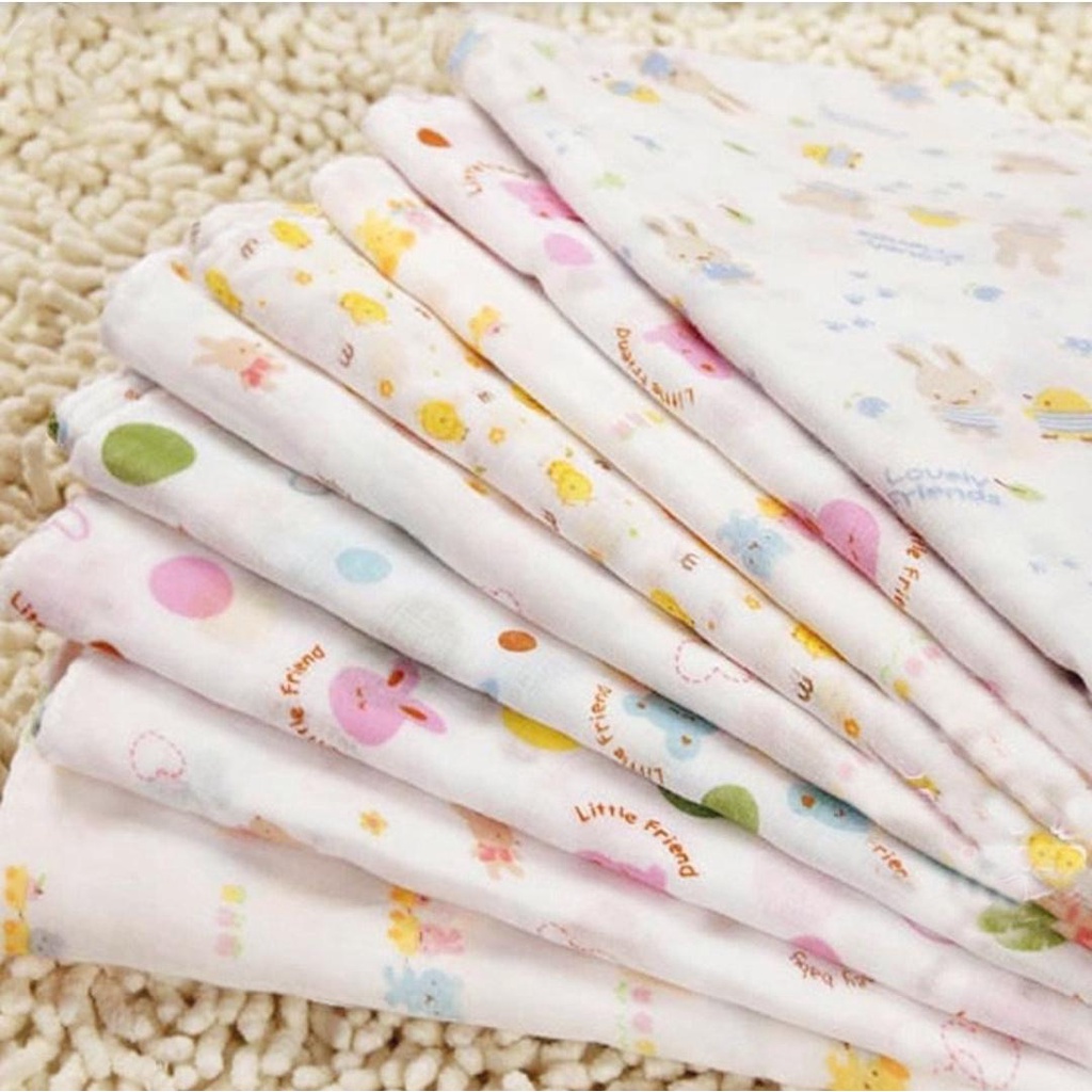 10 khăn sữa hoa xuất khẩu Nhật in hình hoạt tiết cao cấp, khăn xô cho bé vải cotton mềm mịn