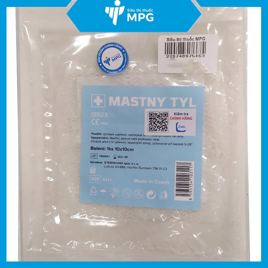 Gạc vaseline MASTNY TYL - Băng vết thương, vết loét, bỏng, chống dính khi thay băng