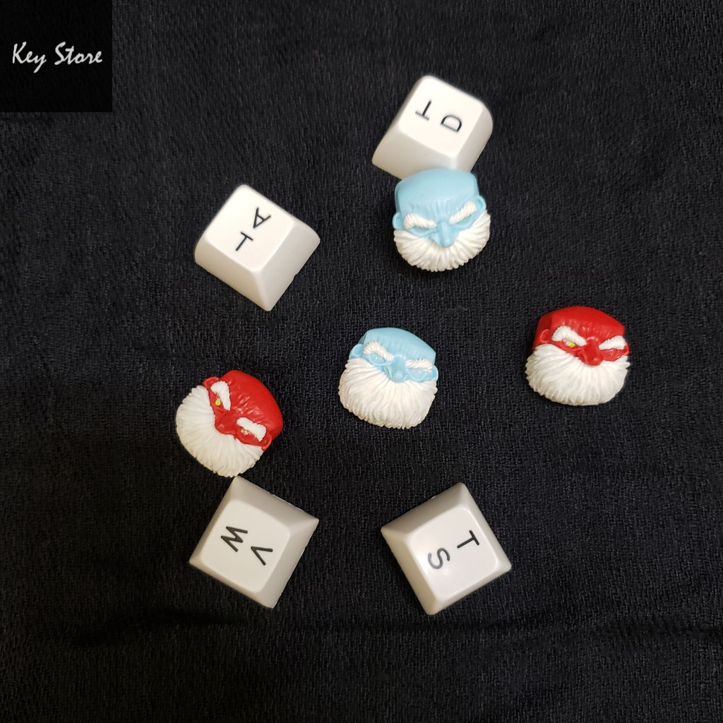 Nút bàn phím cơ artisan keycap jack bald màu đỏ xanh noel