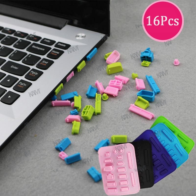 Set 16 Vỏ Bọc Cổng Sạc Laptop Bằng Silicone Co Giãn Chống Bụi