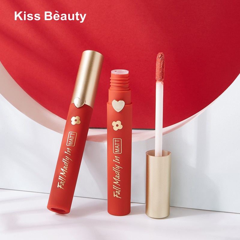 [Hàng mới về] Son Kem Lì Kiss Beauty Lâu Trôi Chống Thấm Nước 4 Màu Tùy Chọn Thời Trang
