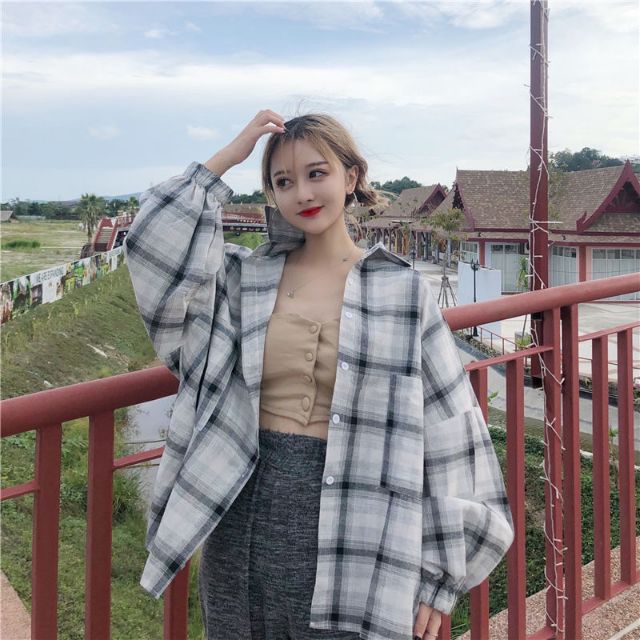 Sơ mi kẻ from rộng có bigsize