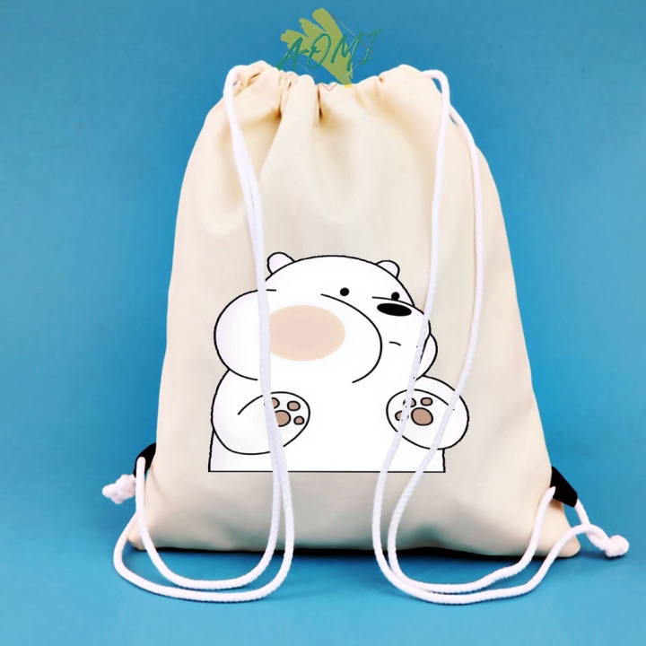 [Nhiều mẫu Đẹp] BALO MINI GẤU TRÀ SỮA  AOMIVN DÂY RÚT NHỎ XINH UNISEX CHẤT CANVAS THỜI TRANG CUTE XINH ĐẸP TIỆN ÍCH