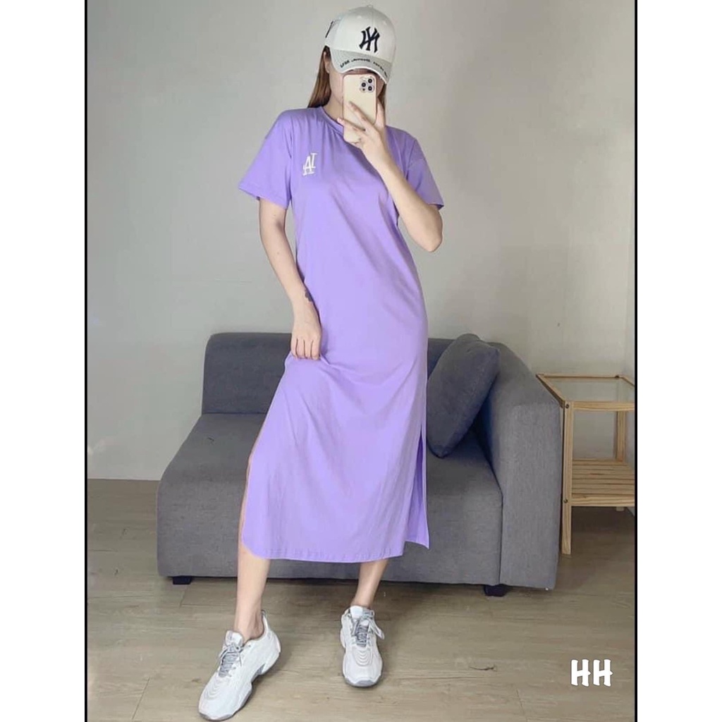 Váy suông dáng dài N.Y xẻ sườn, đầm suông dài thun cotton co giãn | BigBuy360 - bigbuy360.vn