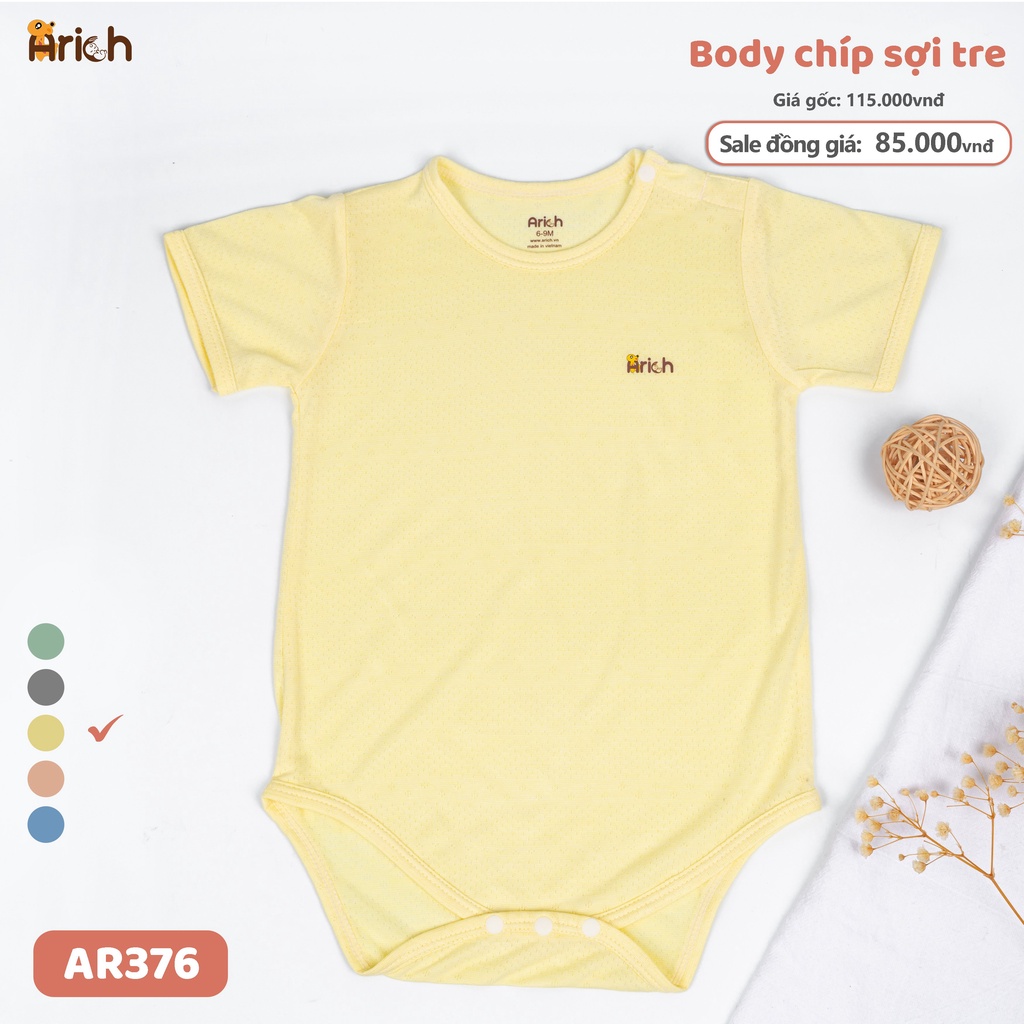 Body chip cộc tay màu trơn Arich newborn-18 tháng