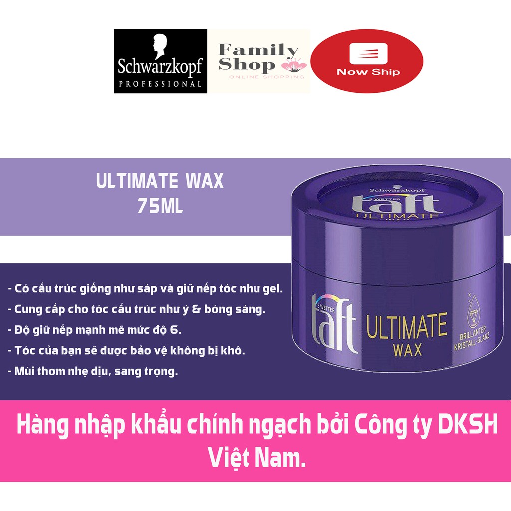 Taft Wax Tạo Kiểu Tóc Các Loại Ultra,Power, Ultimate, Titane.